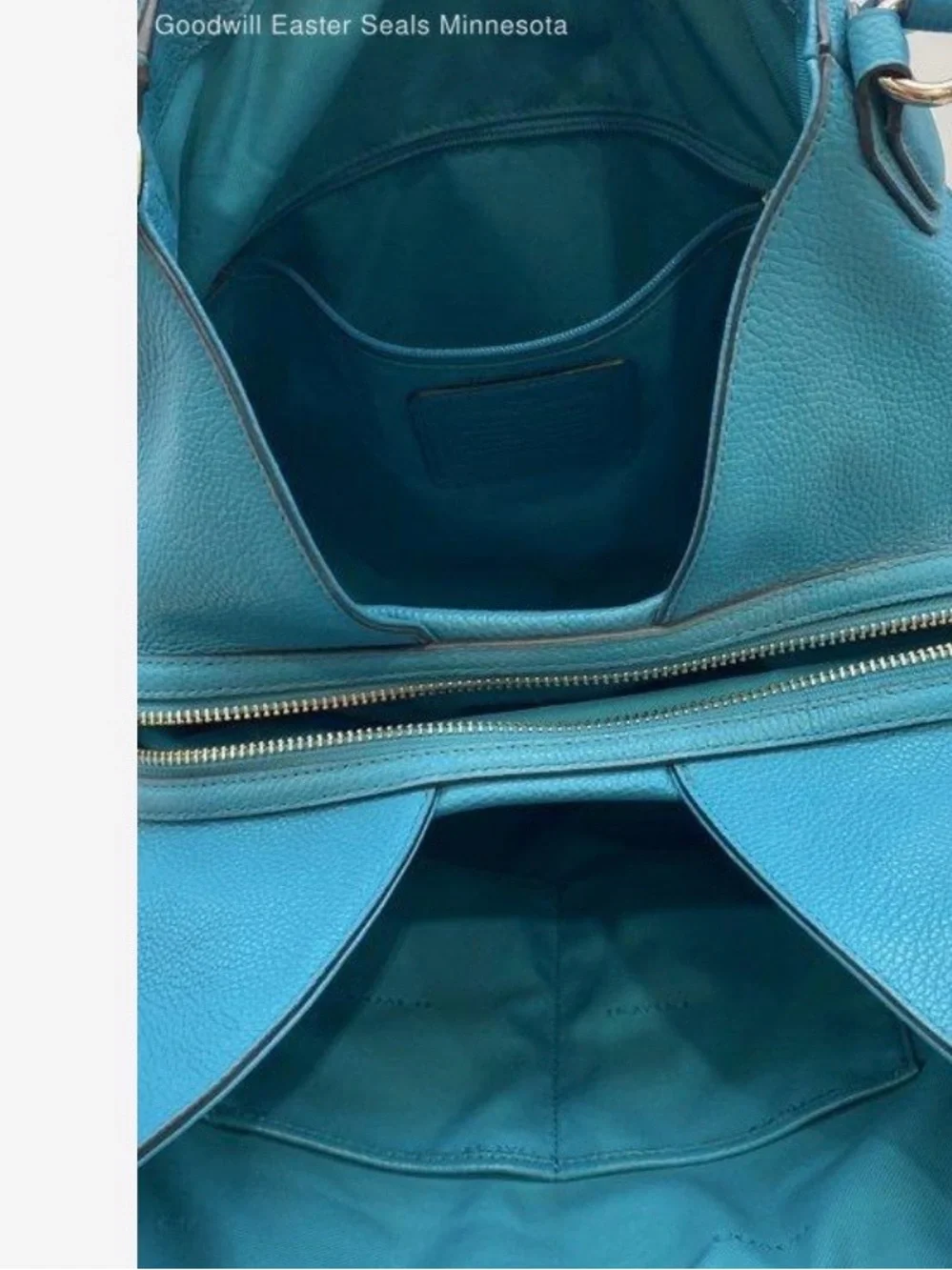 Coach Teal Pebbled Leather Shoulder Bag